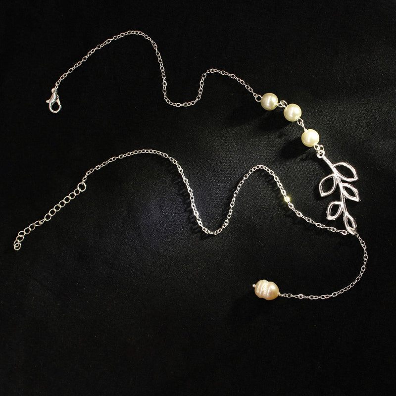 Leaf Pearl Water Drop Necklace