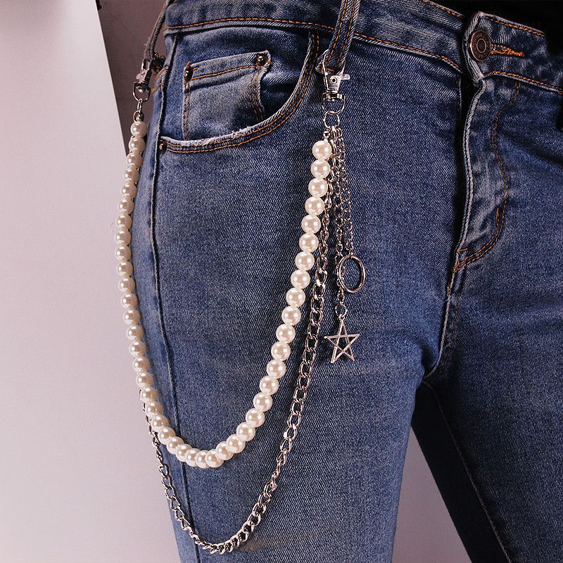 Punk Butterfly Pearl Pants Chains Hip-hop Pants Chain
