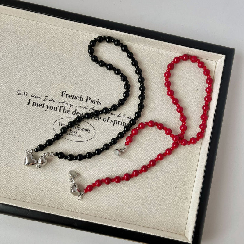 Magnetic Attraction Black Crystal Beads Fashion Chains Necklaces
