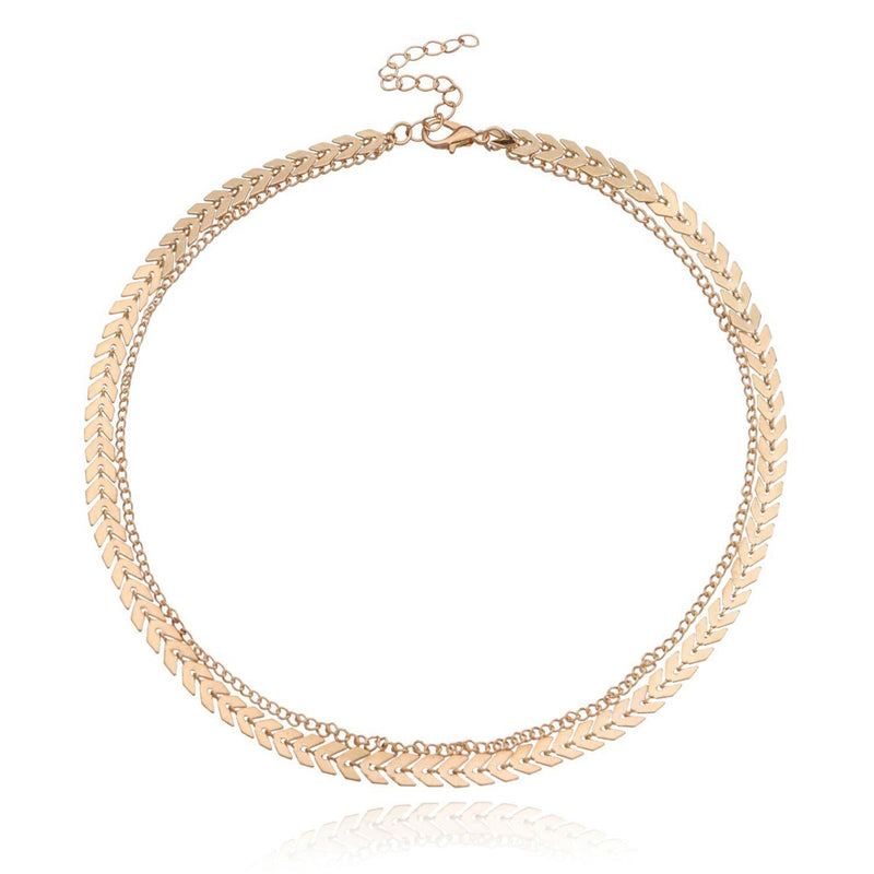 Multi Arrow Chain Choker Necklace Women Two Layers