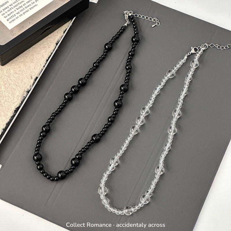 Pearl Necklace Round Black Color Glass Pearl Necklace