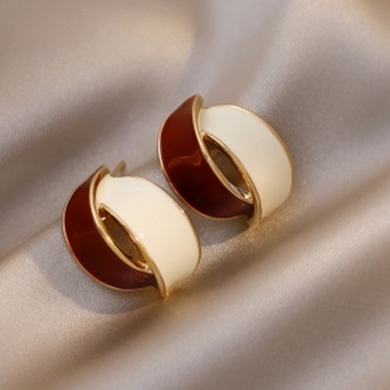 Double Arc Cross Enamel Stud Earring