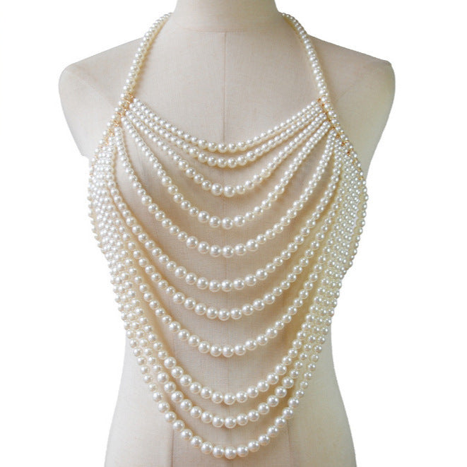 Sexy Breast Body Chain Pearl Bra Bikini Pearl Chain Body Jewelry