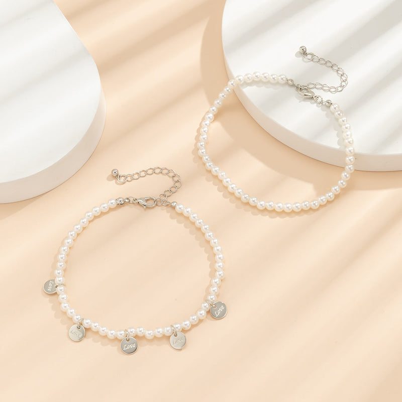 Classic Retro Multi-layer Pearl Anklet Beaded Chain Anklet Set