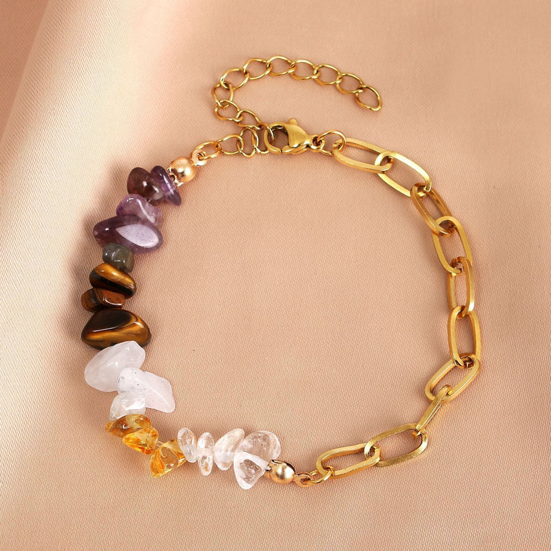 Colorful Irregular Natural Crystal Charm Bracelet