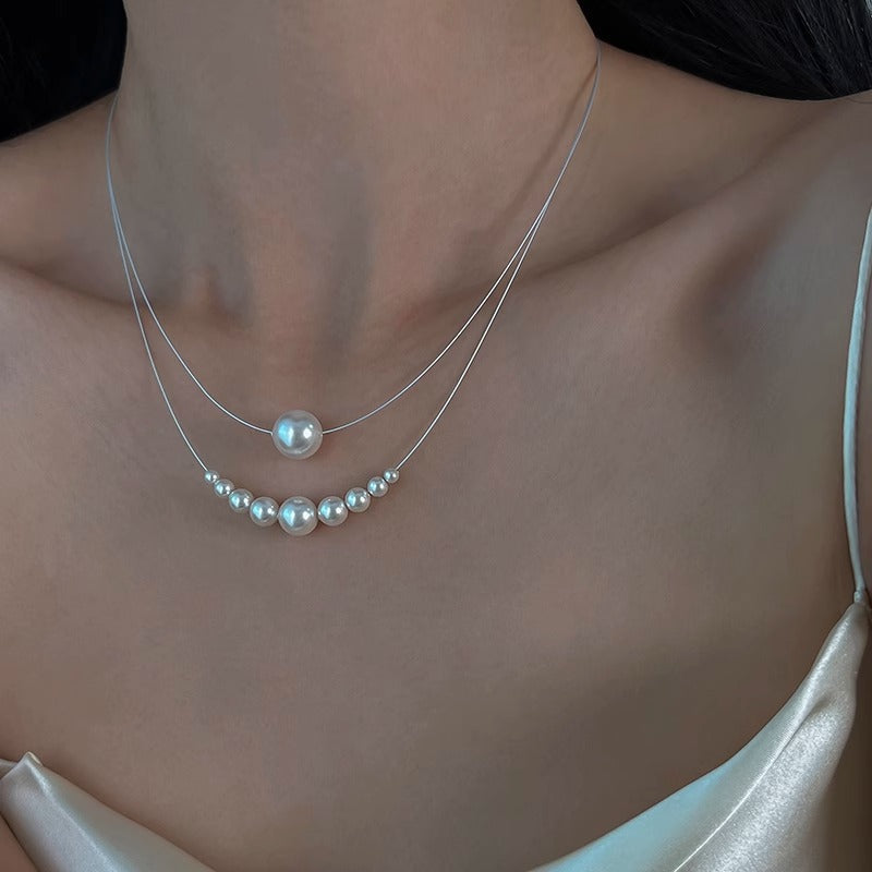 Pearl Pendant Steel Wire Chain Necklace
