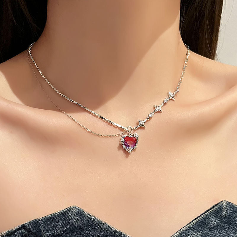 Sweet Crystal Love Stone Fashion Jewelry Women Necklace