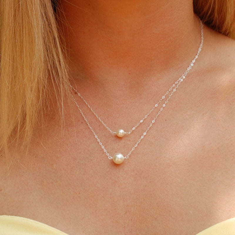 Bead Pearl Double-layer Necklace