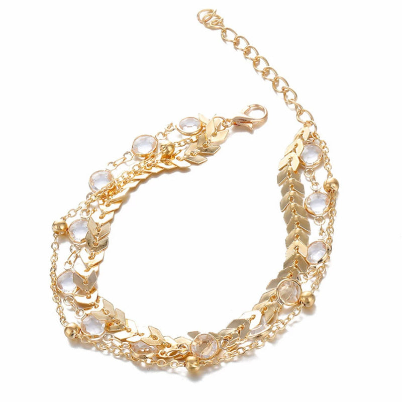 Boho Jewelry Rhinestone Anklets Chain Ankle Bracelet