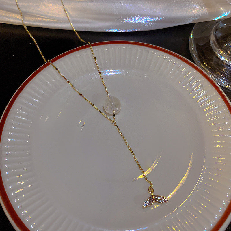 Single Pearl Fishtail Pendant Necklace