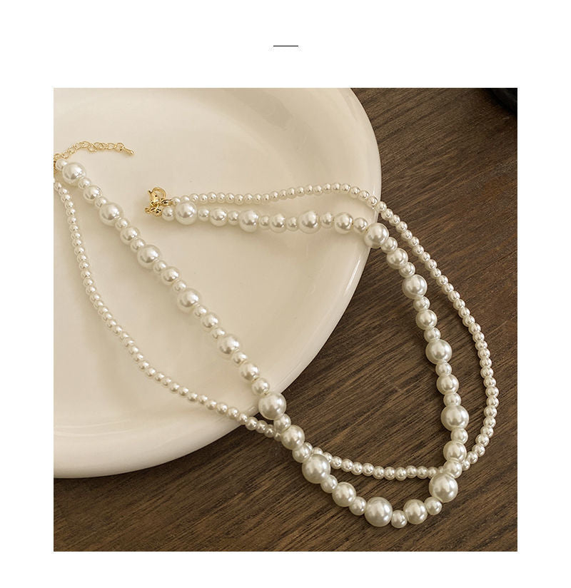 Handmade Beaded Jewelry Artificial layer Round Pearl Necklace