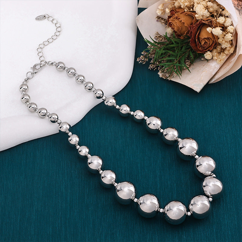 CCB Round Ball Bead Chain Punk Choker Necklace for Women