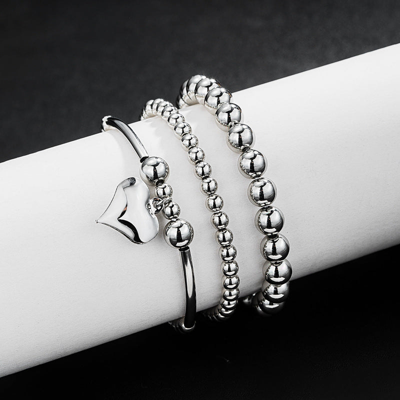 Fashion Peach Heart Pendant Beaded Bracelet