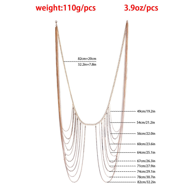 Shiny Rhinestone Multi-Layer Body Waist Chain Round Panties Jewelry