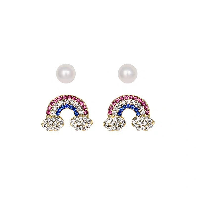 Colorful Rhinestone Rainbow Stud Earring
