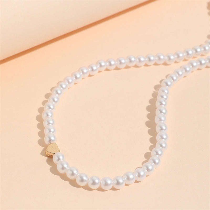 Heart Pearl Necklace for Woman