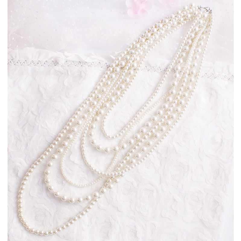 Six-layer Pearl Necklace Wedding Bride Pearl Necklace