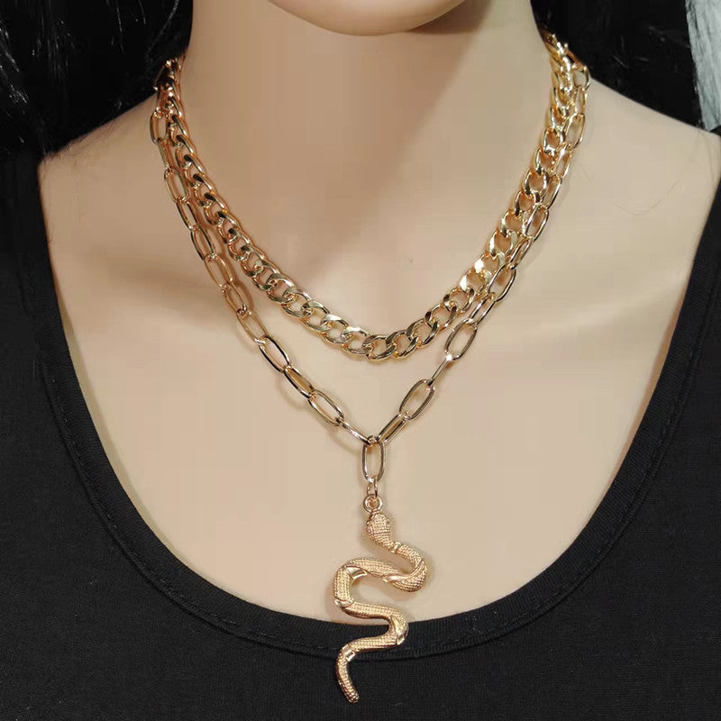 Multilayer Chain Snake Pendant Necklace