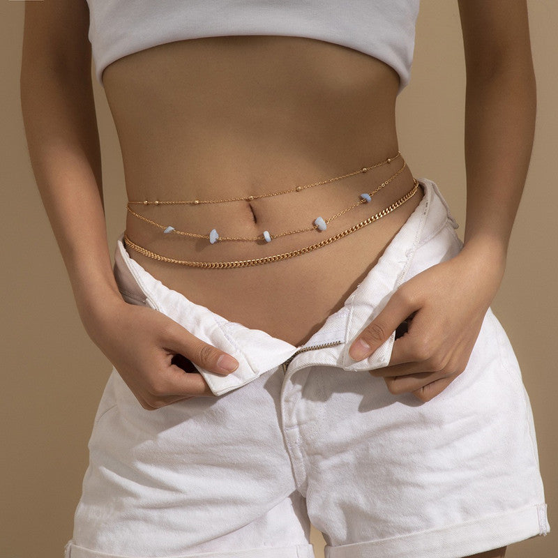 Stone Bead Waist Chain Hip Hop Metal Body Chain