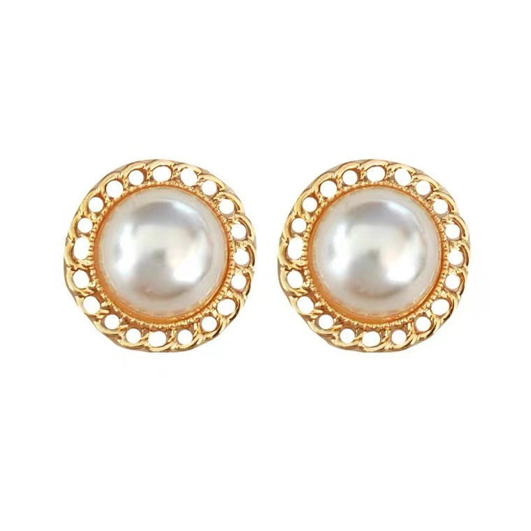 Pearl Round Stud Earrings for Women