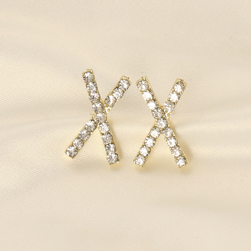 Rhinestone initial X Earring