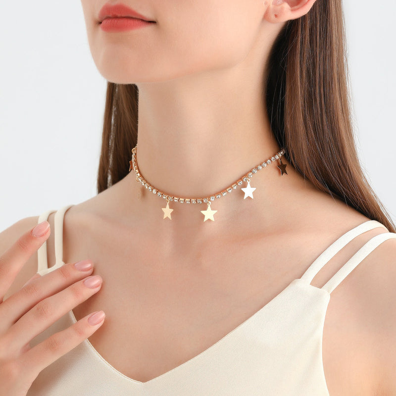 Tennis Chain Necklace Star Charm