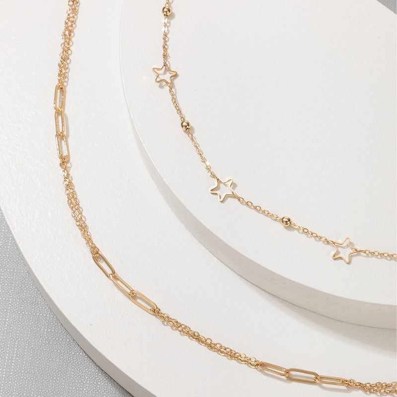 Double Layers Chain Star Charm Necklace