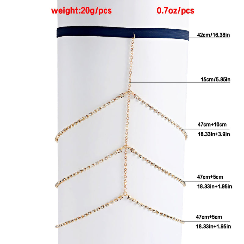 Bohemia Simple Gold Multi Layer Rhinestone Leg Chain