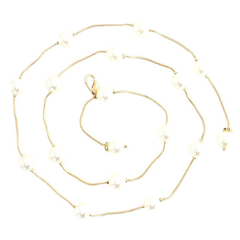 Fashion Pearl Decorative Metal Waist Chain Waist Belt for Dress