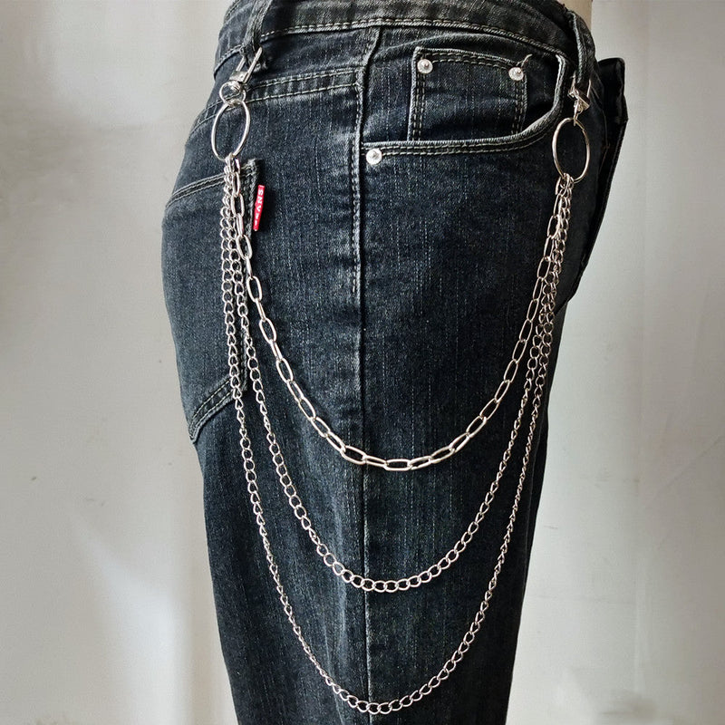 Layered Metal Pant Chain Jeans Chain Waist Belt Key