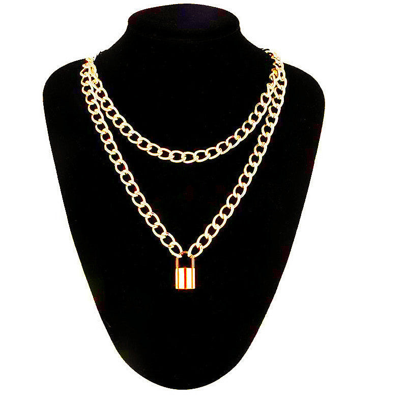 Punk Chain Necklace With Lock
