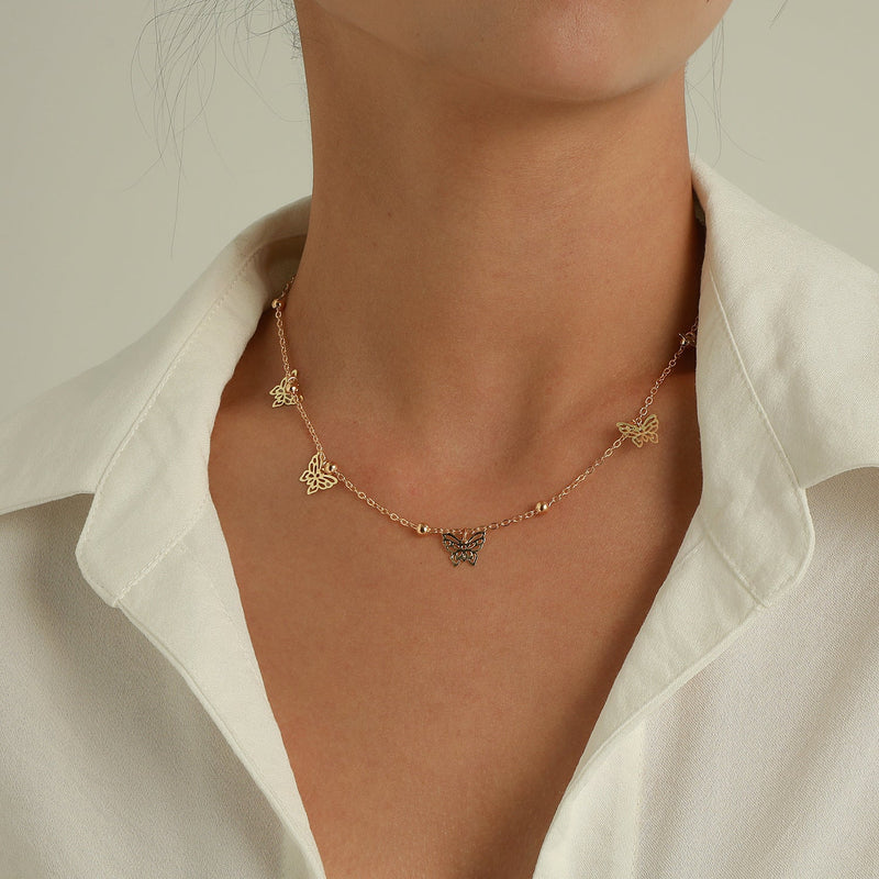 Multilayer Butterfly Pendant Necklaces