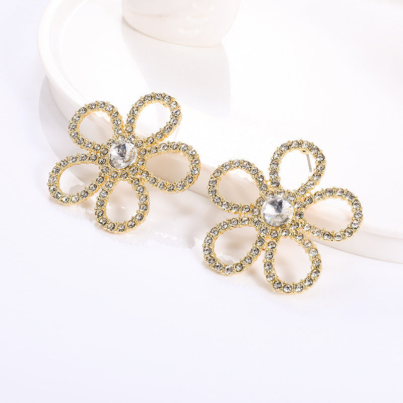 Colorful Rhinestone Crystal Flower Earrings