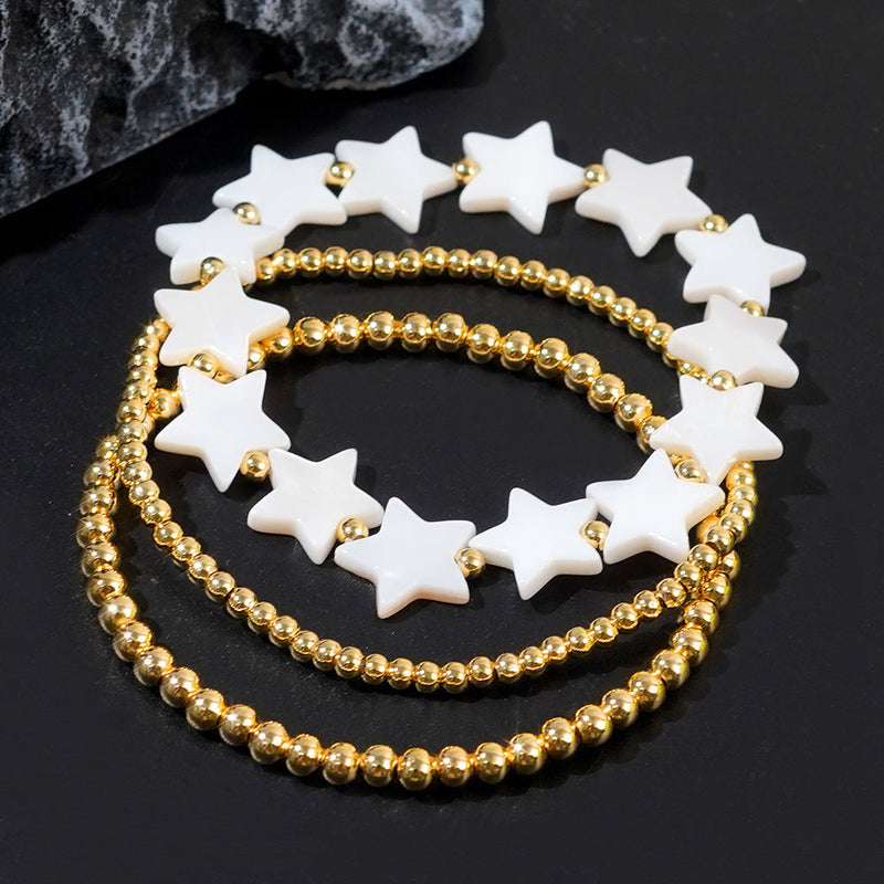 Shell Pentagram Elegant Bead Elastic Bracelet
