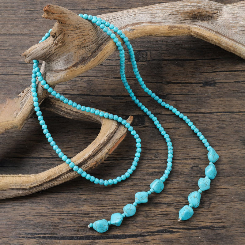Blue Teardrop Turquoise Beaded Necklace
