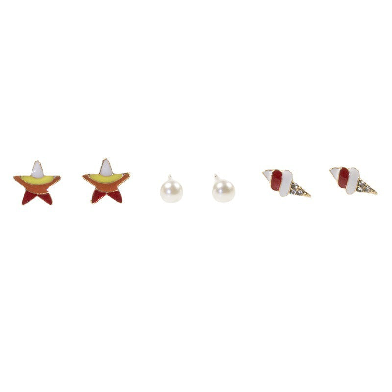 Ice cream star stud earrings set