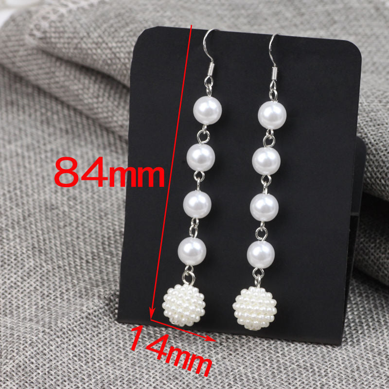 Elegant Women Long Tassel Pearl Earrings
