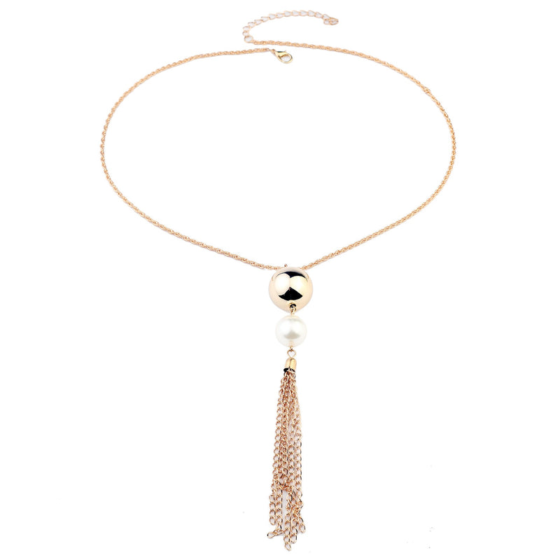 Long Pearl Tassel Pendant Necklaces for Women