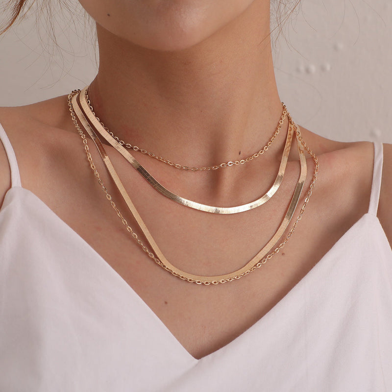 Multi Layer Snake Bone Chain Necklace Choker for Women