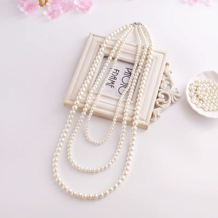 Vintage Luxury Beaded Necklaces Stack Imitation Pearl