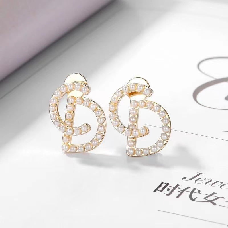 Pearl Letter Earrings