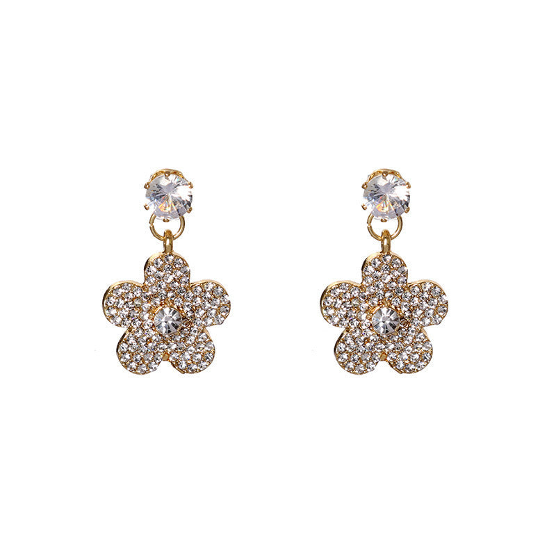 Full Rhinestone Flower Earring