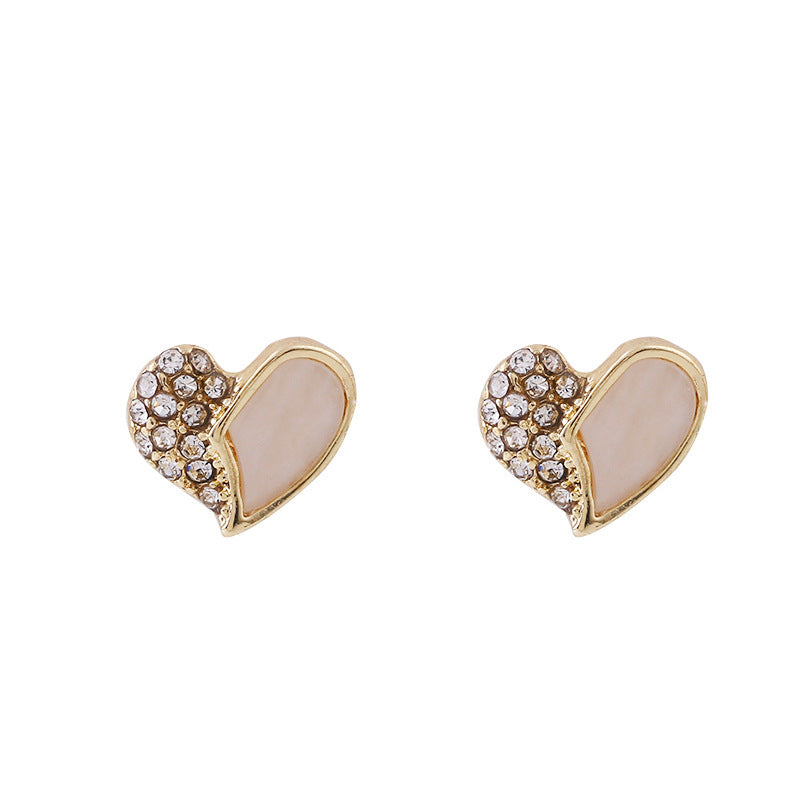 Heart Tiny Studs Rhinestone Earrings