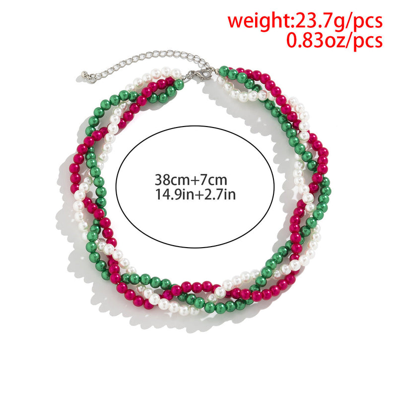Christmas Women Long Fashion Pearl Beaded Necklaces