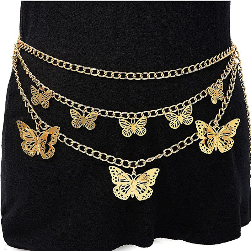 Hollow Butterfly Butterfly Belt Body Chain Shiny Waist Chain