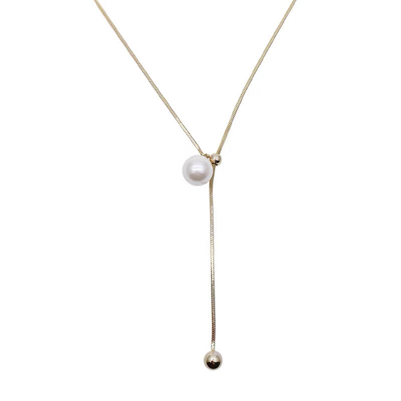 Single Pearl Drawstring Necklace