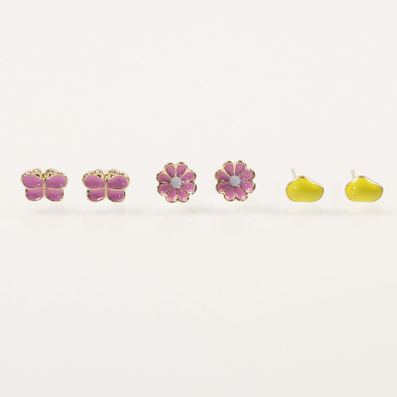 Butterfly flower stud earrings set Jewelry