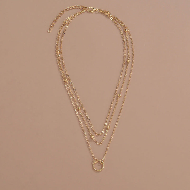 Simple Ring Double Layer Necklace Layered