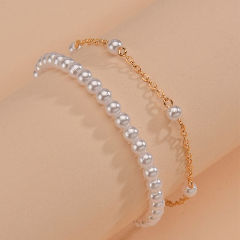 Beaded Pearl Layer Chain Bracelets