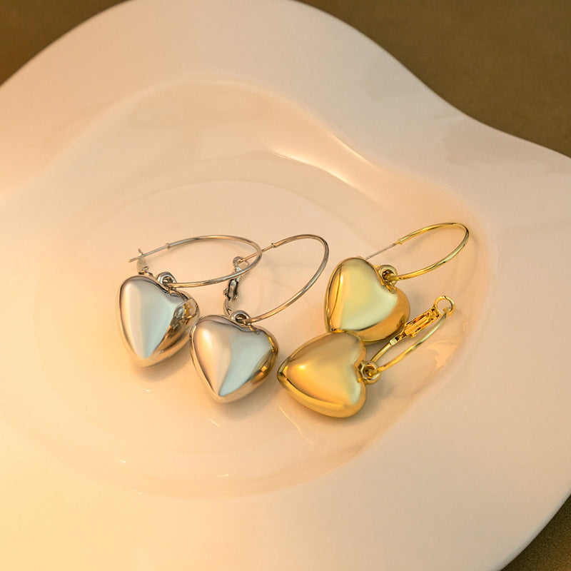 Love Heart Charm Hoop Earring